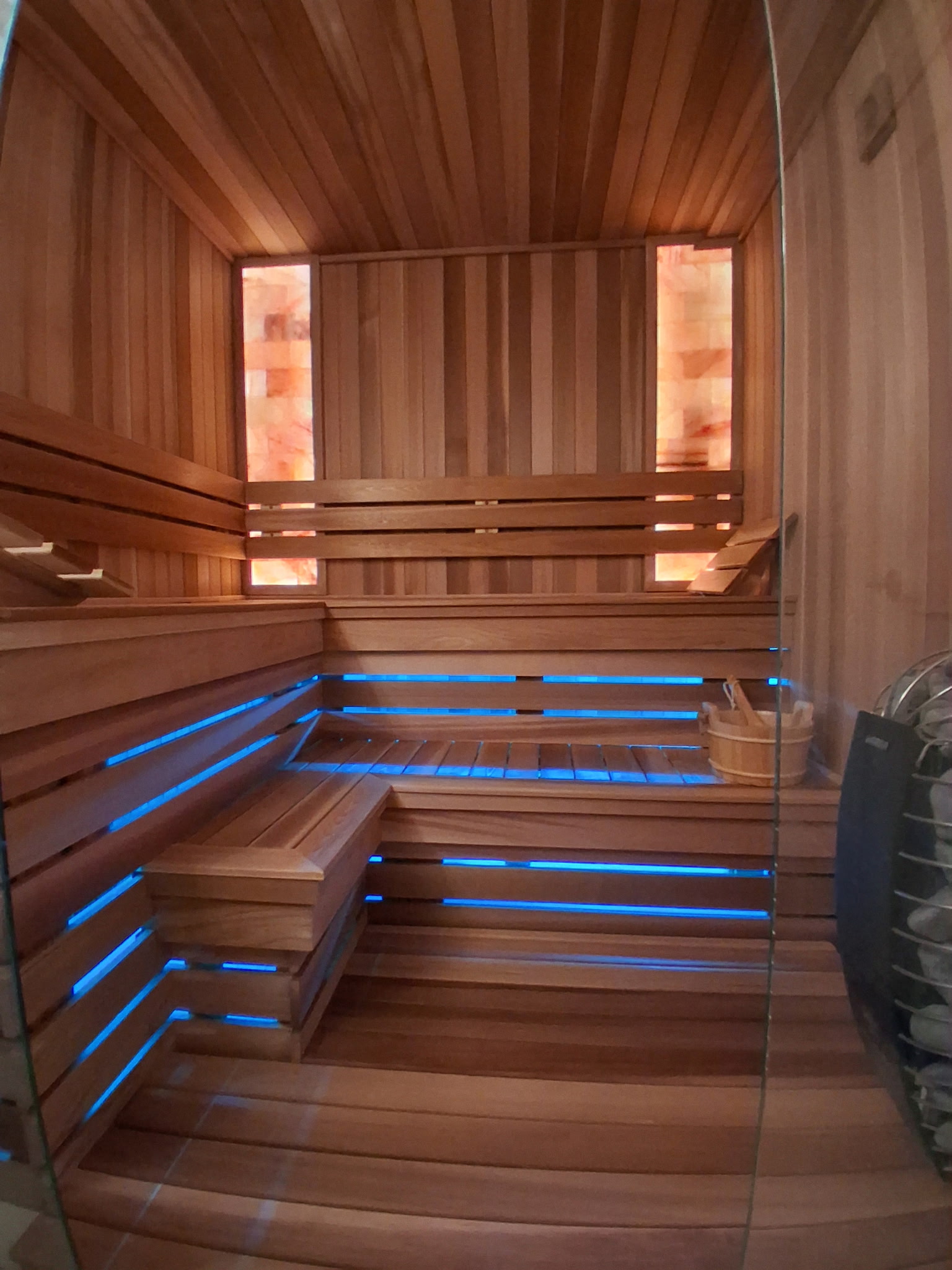 Sauna interior with heater